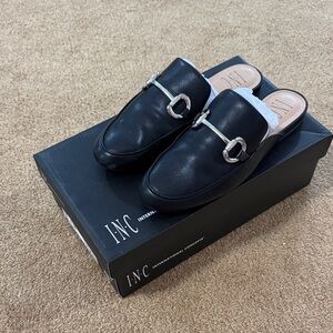 INC International Concepts Black Mules with Silver Accents
